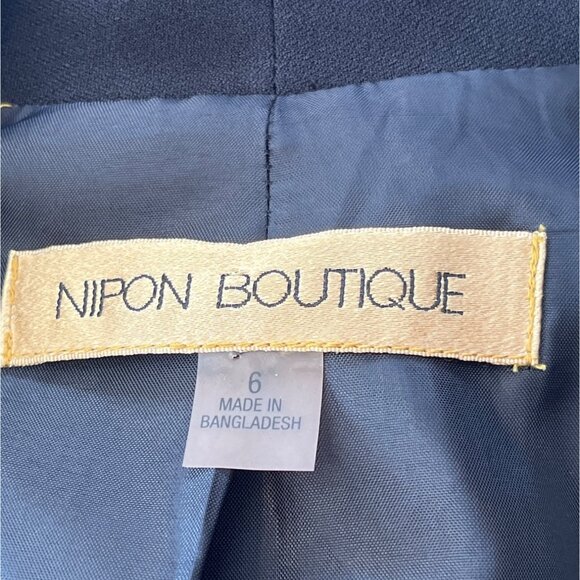 Nipon Boutique Black Open Front Jacket Blazer Size 6 12j - Picture 3 of 11